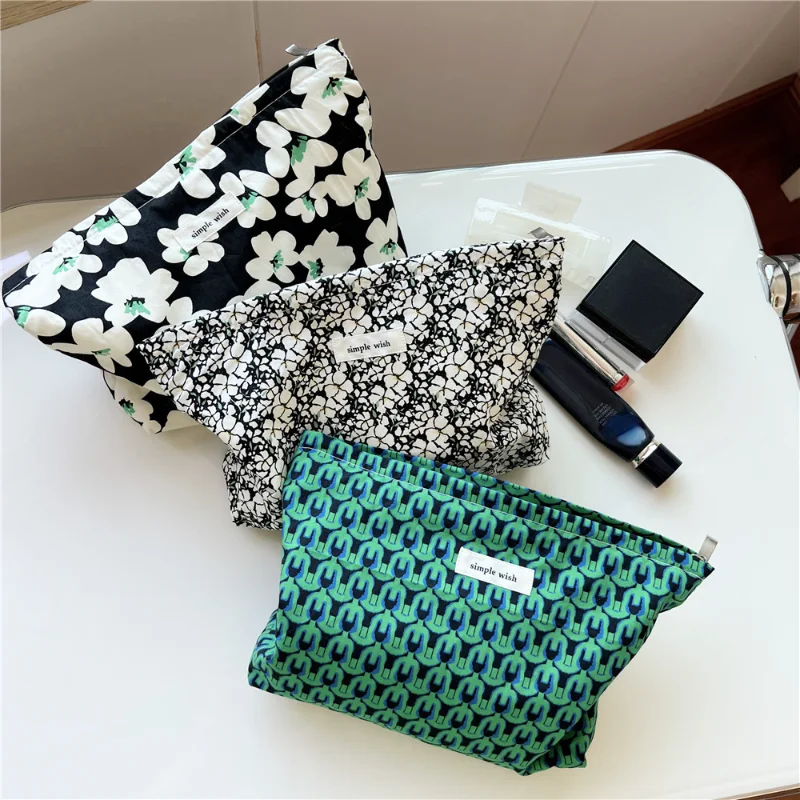 

Fashion Vintage Canvas Clutch Makeup Bag Cosmetic Organizer Travel Portable Toiletries Skincare Storage Bag Retro Makeup Pouch