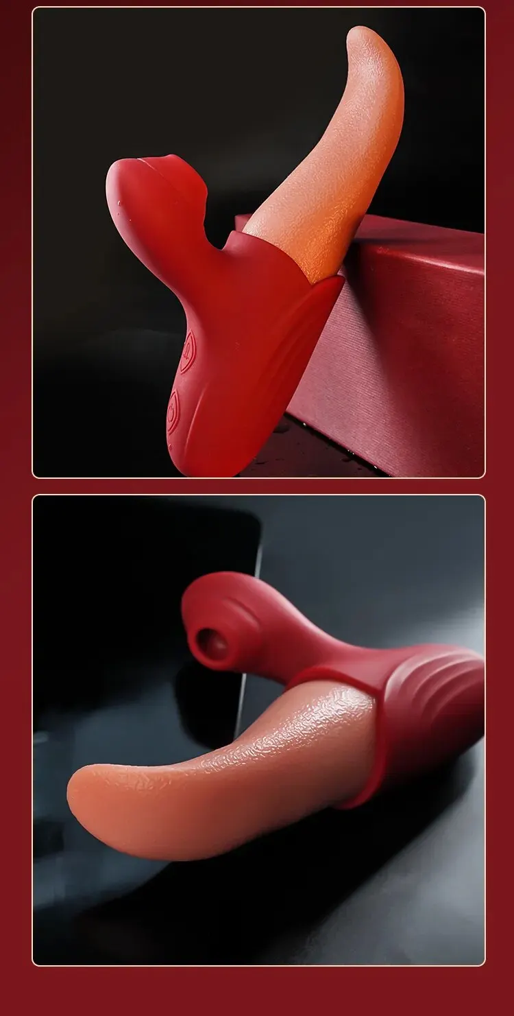 Realistic Licking Tongue Rose Vibrator for Women 7 Speeds Nipples Clitoral Stimulation Sucking Sex Toys for Adult Female Couples