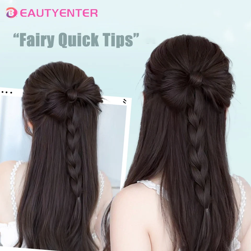 Y2k Wig Braid Female Ponytail Sweet Cool Bow Ball Head Natural Boxing Braid