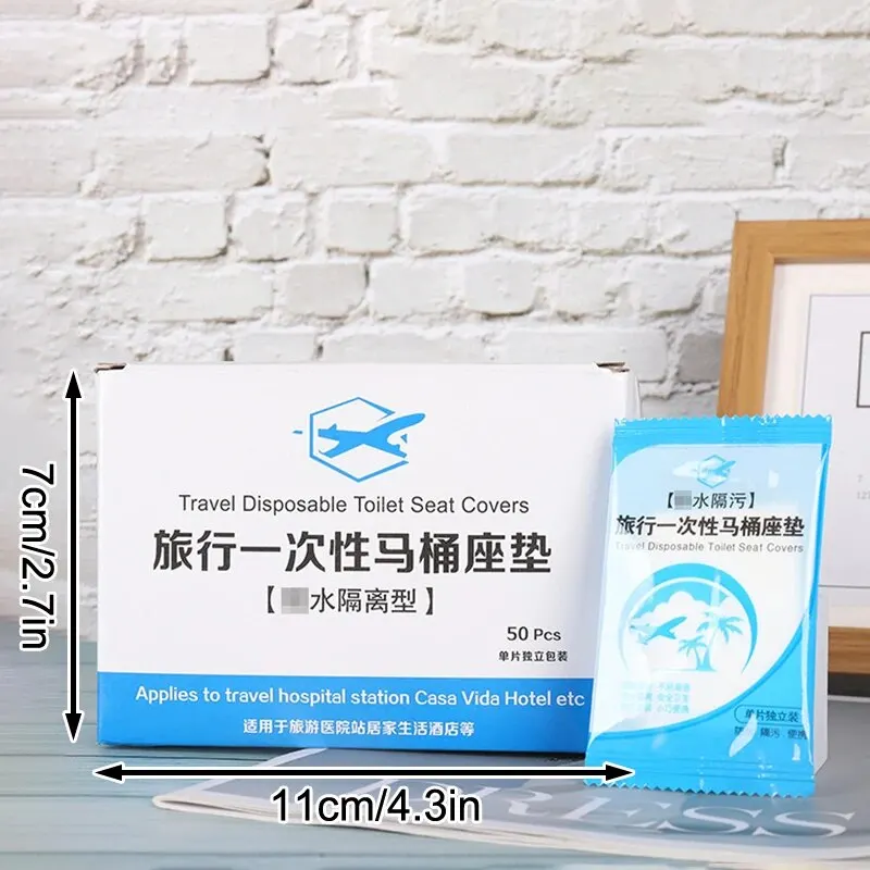 Disposable Waterproof Plastic Toilet Seat Covers 50Pcs