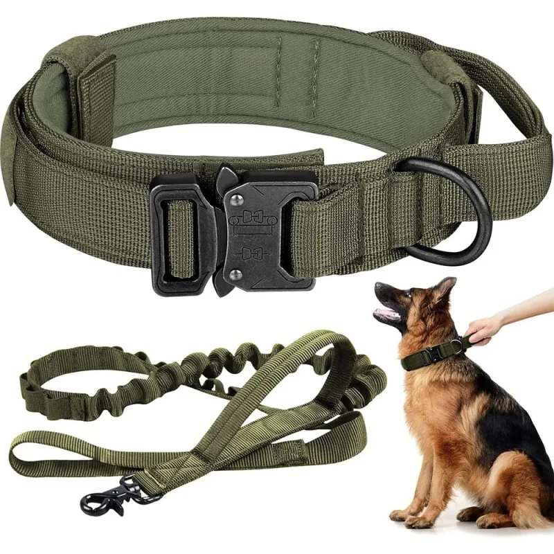 Pet Dog Collar Leash Set Durable Adjustable Pet Tactical Collar Leash Medium Large Dog German Shepherd Training Accessories Pet Dog Collar Leash Set Durable Adjustable Pet Tactical Collar Leash Medium Large Dog German Shepherd Training Accessories