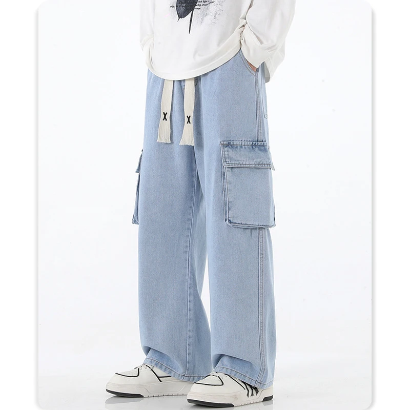 

Autumn New Men Cargo Jeans Baggy American High Street Multi-Pocket Overalls Fashion Streetwear Vintage Wide Leg Denim Pants 3Xl