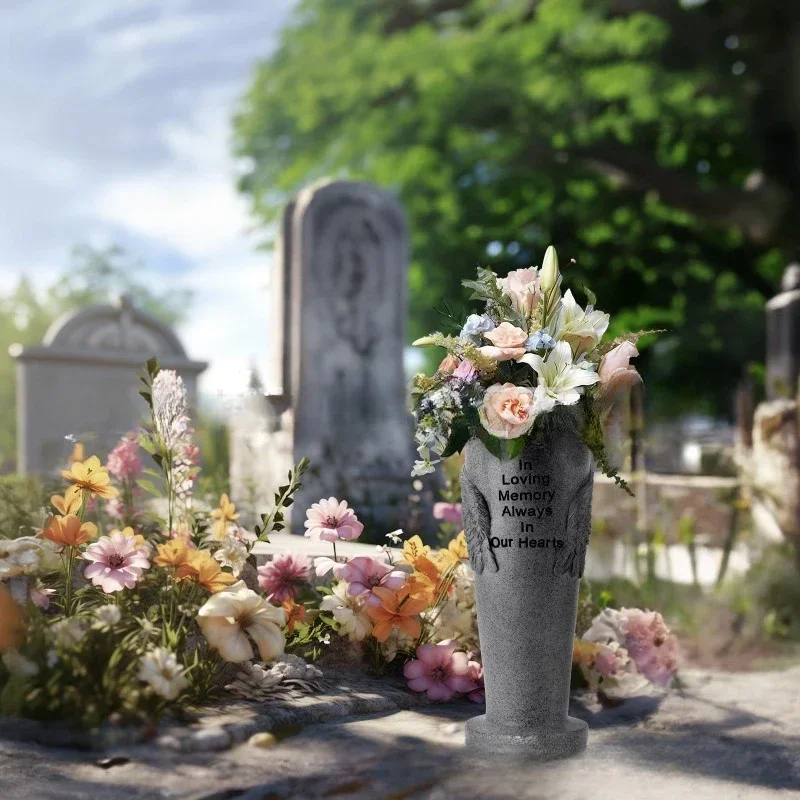 Special Graveside Memorial Grabvase – Mit Erdspieß, „In Loving Memory“, Kunststoff, 33 Cm, Schwarz-gold