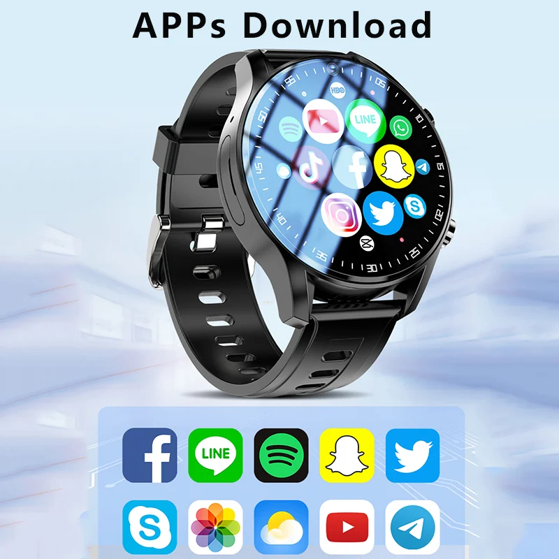 5G LTE 그물 128G GPS LBS 와이파이 스마트워치 다운로드 앱 HD 카메라 영상 통화, 남성 구글 플레이 SIM 카드, IP67 방수 스마트 워치