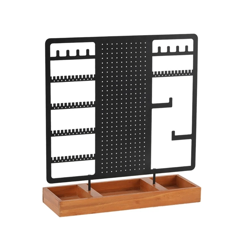 

Earring Display Stand Holder with Wooden Tray for Necklaces Bracelets Jewelry