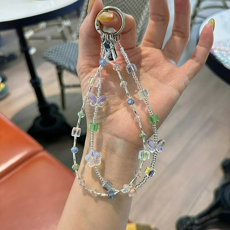오리지널 클로버 크리스탈 휴대폰 체인, 손목 비즈 가방 펜던트