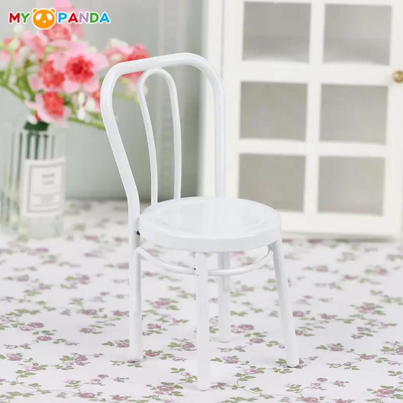 

1 шт. кукольный домик Миниатюрный Мини Белый железный стул мебель модель DIY Кукольный дом домашний декор аксессуары игрушки