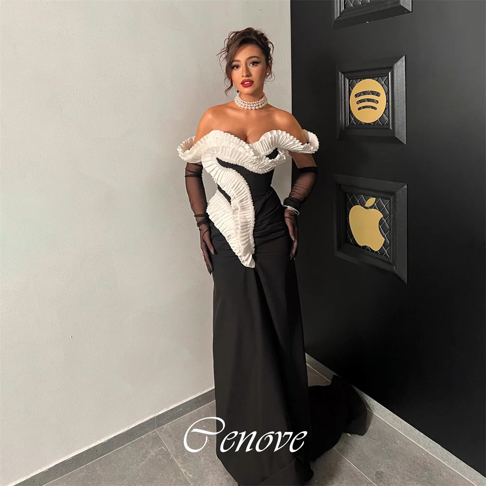 

Cenove 2024 Arab Dubai Off The Shoulder Prom Dress Ankle-Length With Short Sleeves Evening Fashion Elegant Party Dress For Women