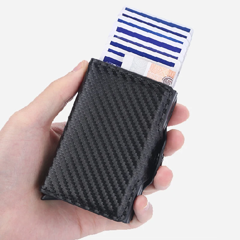Carbon Fiber Anti Rfid Credit Card Holder Mens Double Cardholder Case Wallet Metal Business Bank Creditcard Minimalist Wallet credit card holder