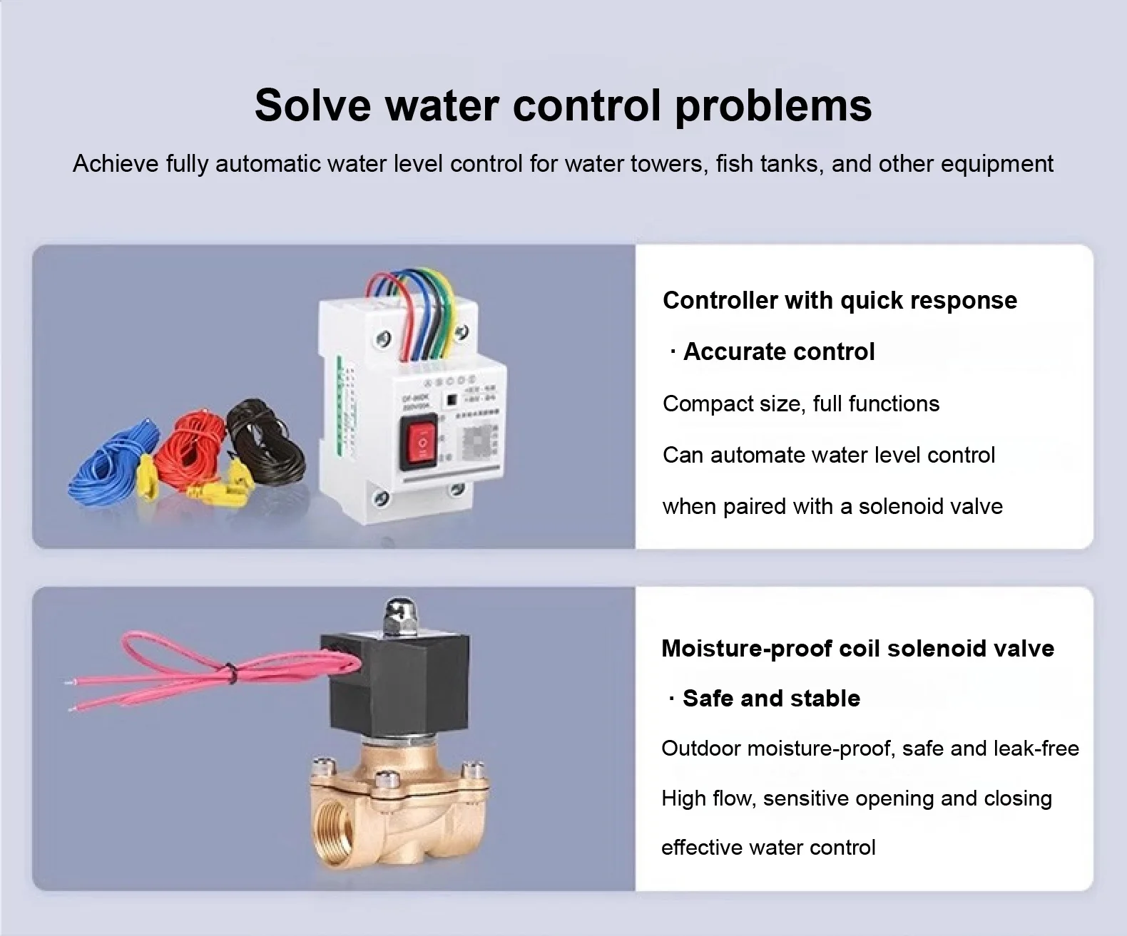 AC220V/DC24V Automatic Water Level Controller with Three‑Wire Probe Float Switch