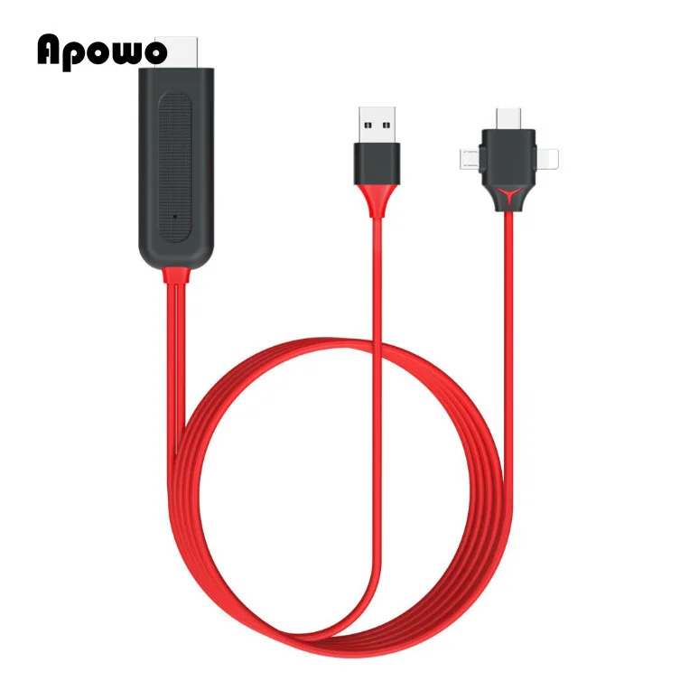 3 IN 1 Converter Adapter Mirror Cast MHL Cable Micro USB Type C To HDMI-for IPhone IPad Android Phone TV Projector hdmi converter adapter