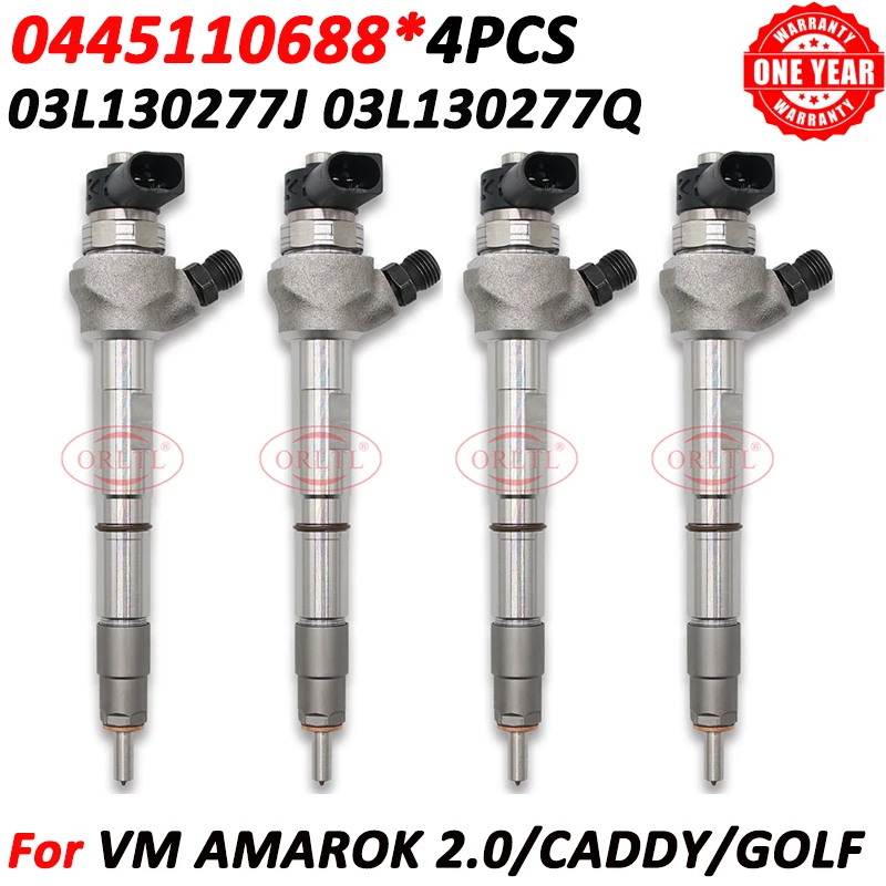 

4PCS Common Rail Diesel Fuel Injector 0445110688 Auto Nozzle 03L130277J 03L130277Q For Bosch VM AMAROK 2.0/CADDY/GOLF