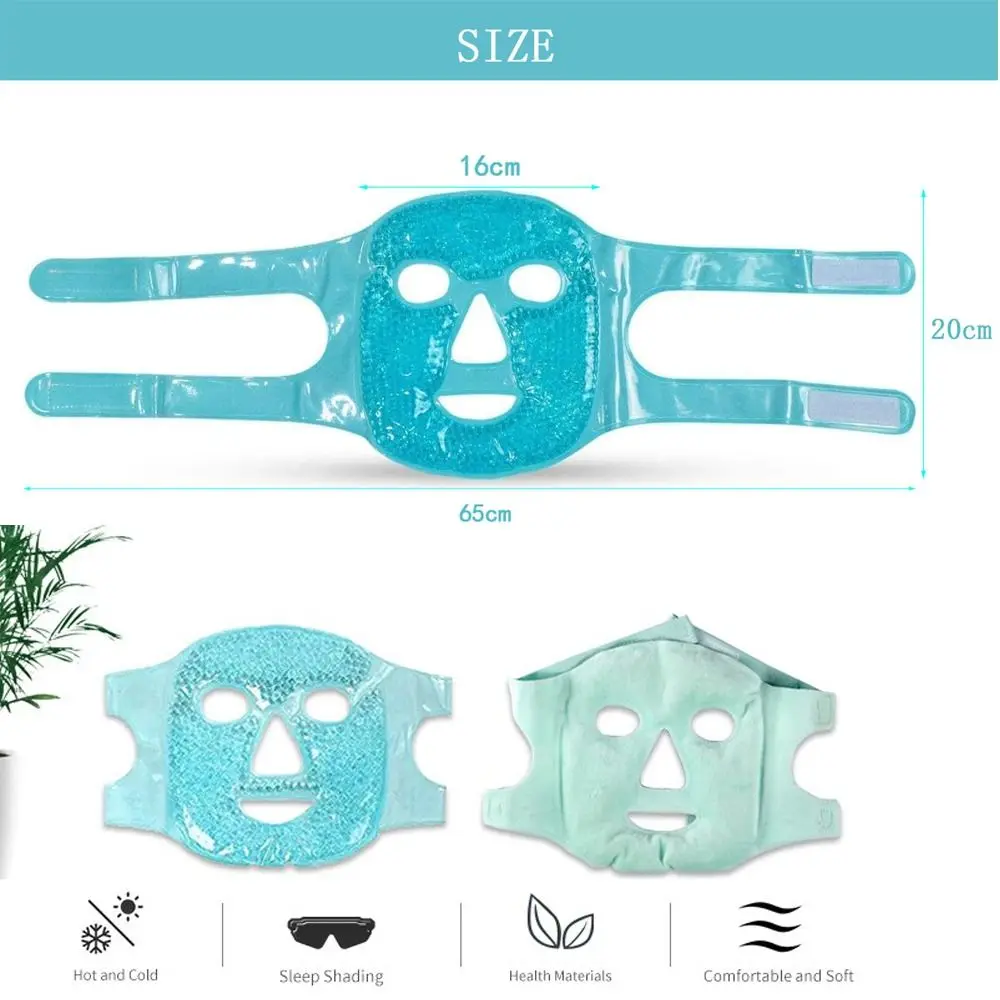 SPA Ice Cold and Hot Heat Full Face Eye Mask Sleeping Ice Pack Reduce Face Puff Dark Circles Gel Beads Compress for Women