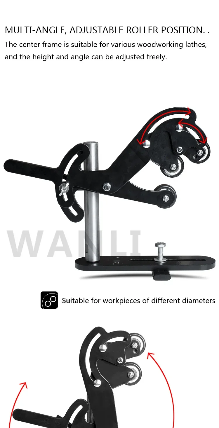 Multifunctional Lathe Center Frame Wooden Rotating Anti-Shake Bracket Support Ac