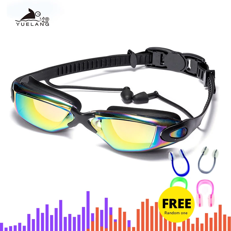Professional Swimming Goggles Swimming Glasses with Earplugs Nose Clip Electroplate Waterproof Silicone очки для плавания Adluts 2