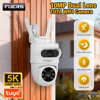 FUERS 5K 10MP Dual Lens WIFI IP Camera Tuya Smart Home Security Outdoor Auto Tracking Detect Wireless Alarm CCTV Surveillance 1
