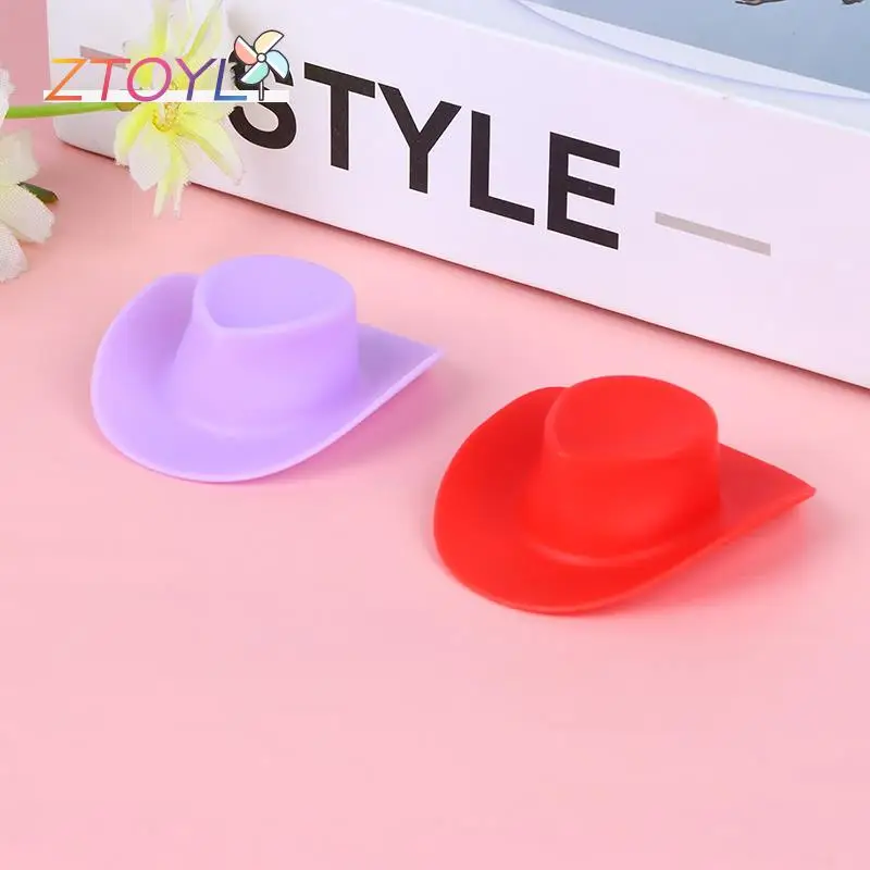

Innovative And Practical 10PCS Dolls Accessories Kids Toys Gifts For Girls Fashion Purple Red Mini Cowboy Plastic Hat