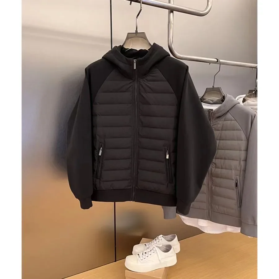 2024 New Men's Women's Spring Autumn Thin Cotton Quilted Jacket Simple Casual Cardigan Sweatshirt Hooded Couple Jacket 3