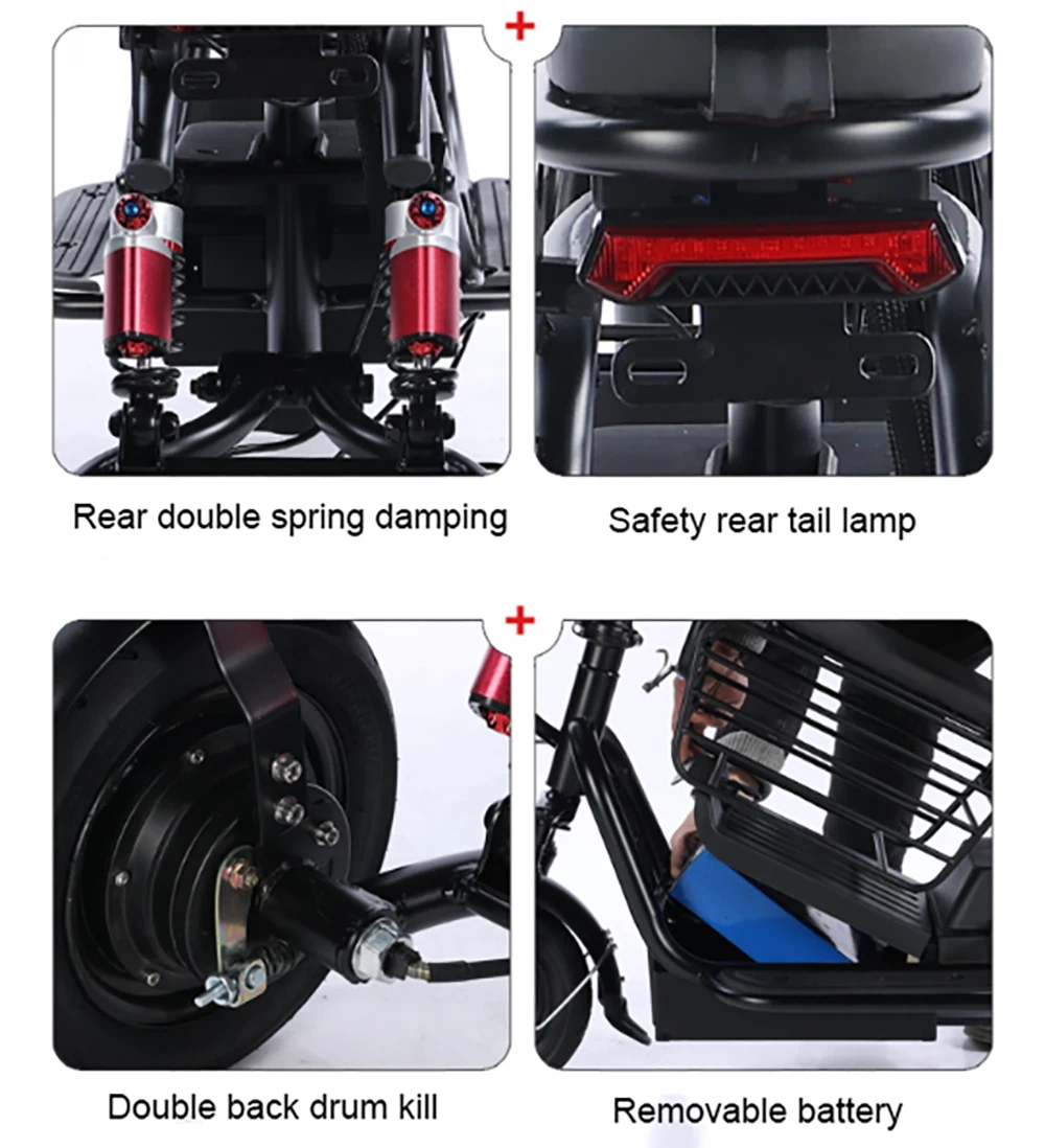 Electric Tricycle 48V 400W Mini Flash Charging Removable Lithium