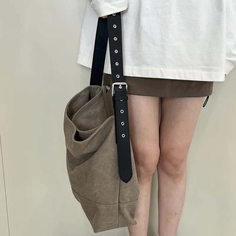 Casual Canvas Bucket Bag NEW Large Capacity Commuting Shoulder Bags For Women Designer Crossbody Bag 2025 Handbag Shopper Purse