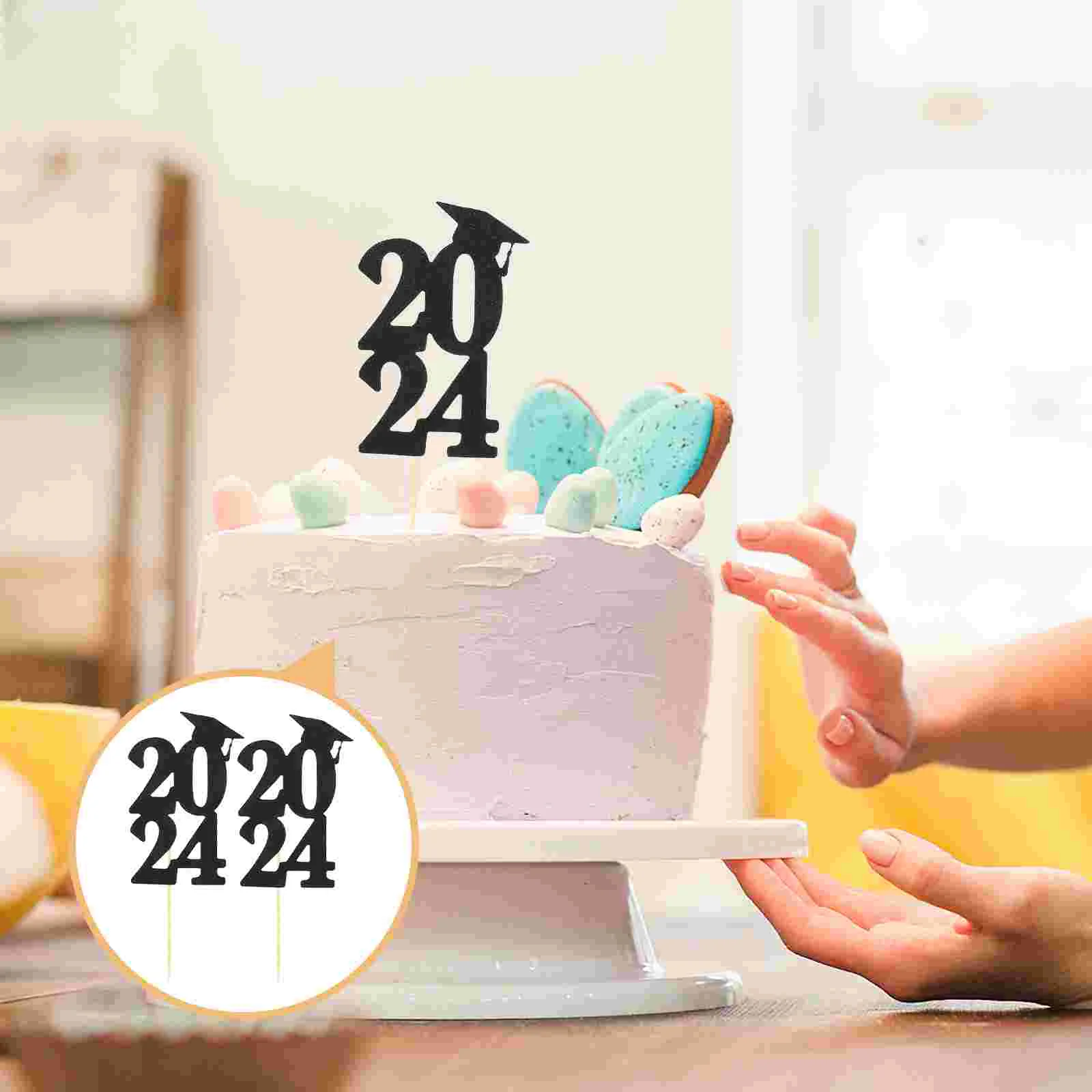 

6 Pcs Has Graduation Season Cake Insert 2024 Dessert Toppers Plug Party Decoration Decors Decorations Creative