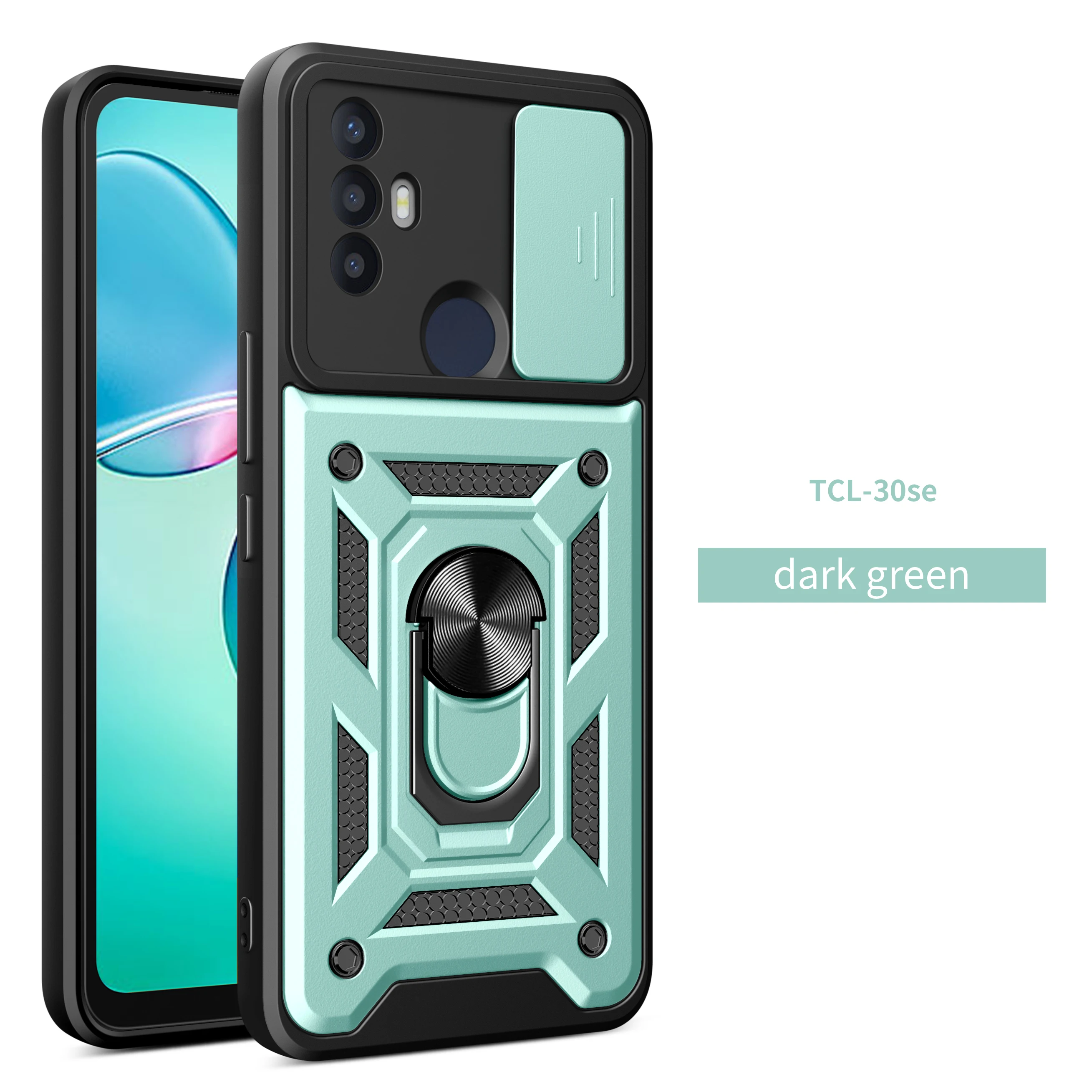 Magnetic Ring Holder Armor Case with Slide Camera Protection
