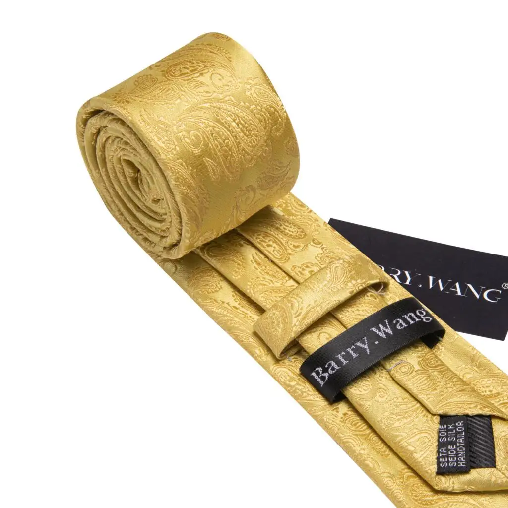 Barry. wang verlängert 160cm Seide Männer Krawatte Taschentuch Manschetten knöpfe Set Jacquard Gold blau rot rosa lange Krawatte für männliche Hochzeit Geschäft – Detail 7