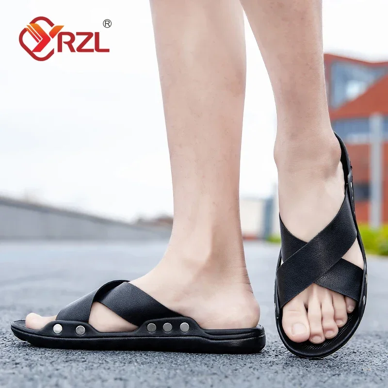 YRZL Slippers for Men Comfortable Indoor Slides Outdoor Casual Sandals Man Lightweight Breathable Beach Slippers Men