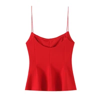 Willshela Women Fashion Solid Pleated Backless Side Zipper Tops Vintage Thin Straps Square Collar Female Chic Lady Camis - Image 5