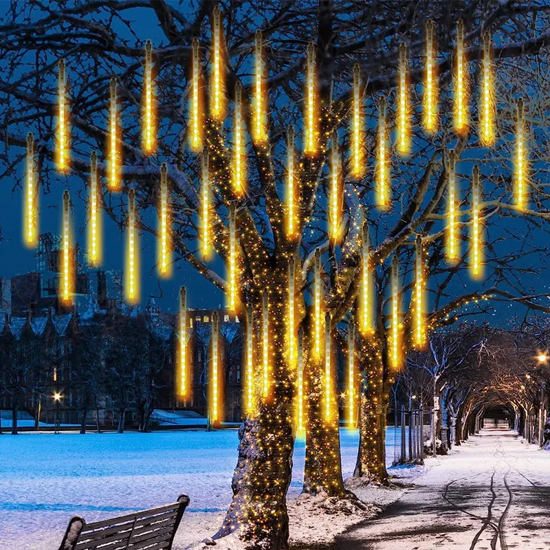 

1/2/3/4 Set Outdoor LED Meteor Shower Lights Falling Rain Drop Fairy String Lights for Christmas Party Garden Holiday Decoration
