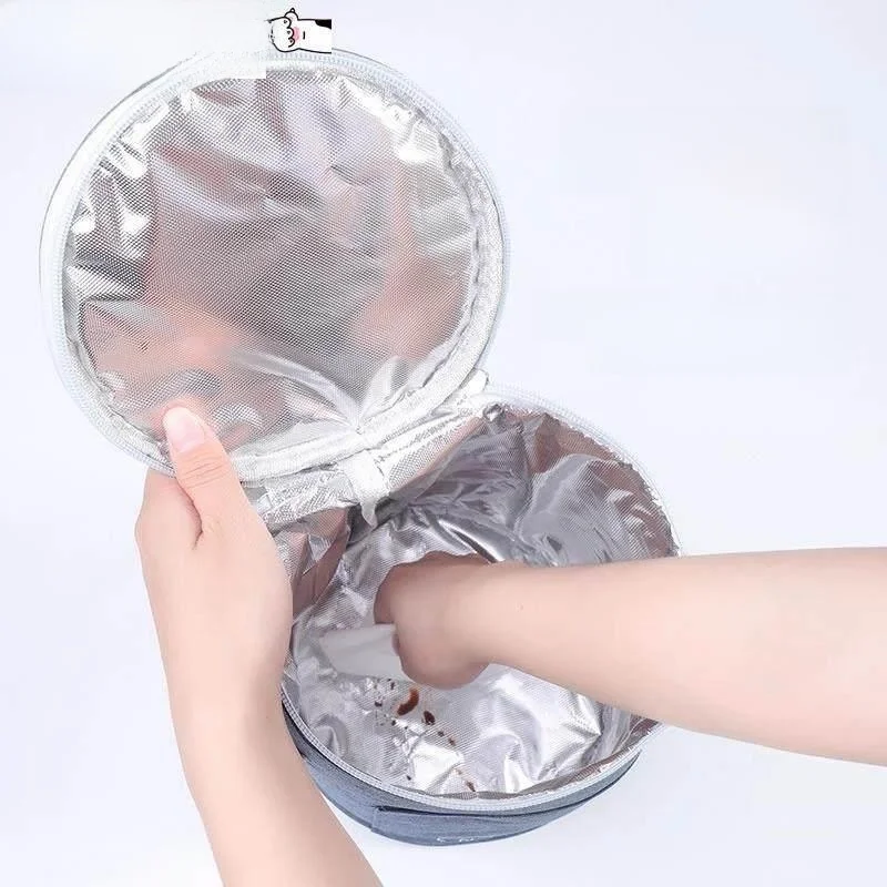 두꺼운 알루미늄 호일 원형 보온 도시락 가방, 오래 지속되는 보온 외부 커버와 도시락 가방 포함