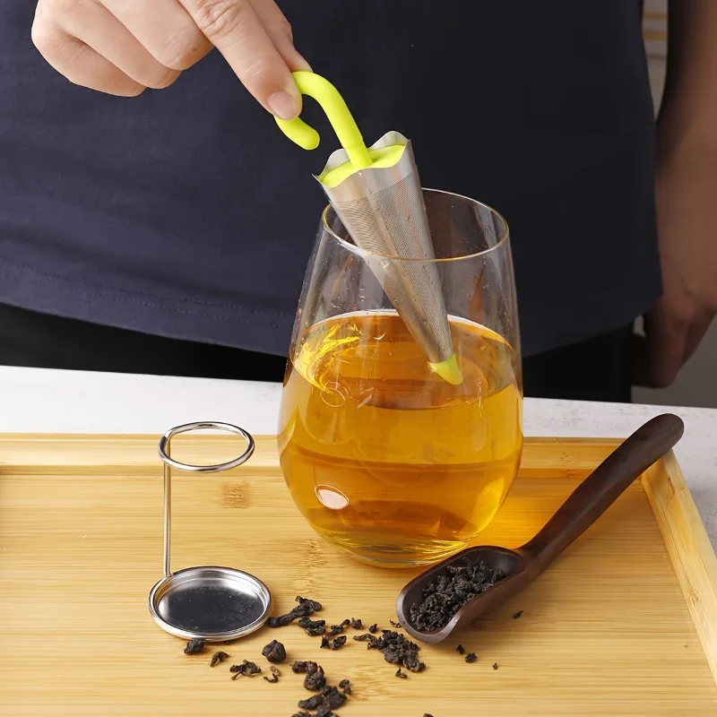 Reusable Umbrella Tea Infuser with Drip Tray – Stainless Steel Fine Mesh Tea Strainer