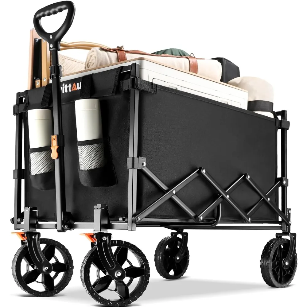 

Collapsible Wagon Cart Heavy Duty Foldable, Portable Folding Wagon with Ultra-Compact Design, Utility Grocery Wagon