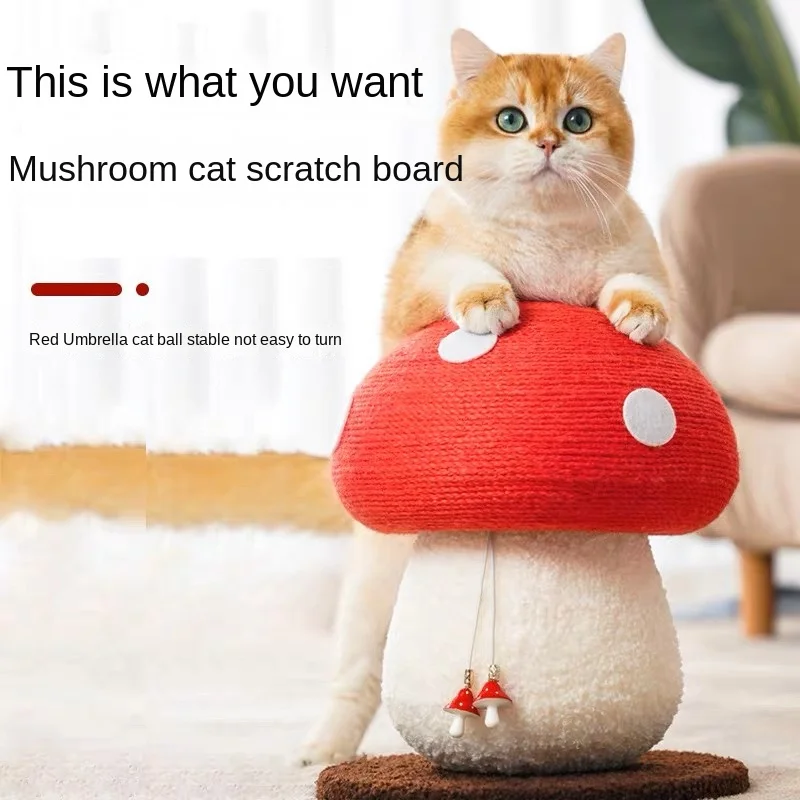 

Red Mushroom Cat Climbing Frame Sisal Claw Grinding Cat Climbing Post Vertical Cat Scratching Board Cat Tree Cat Toys