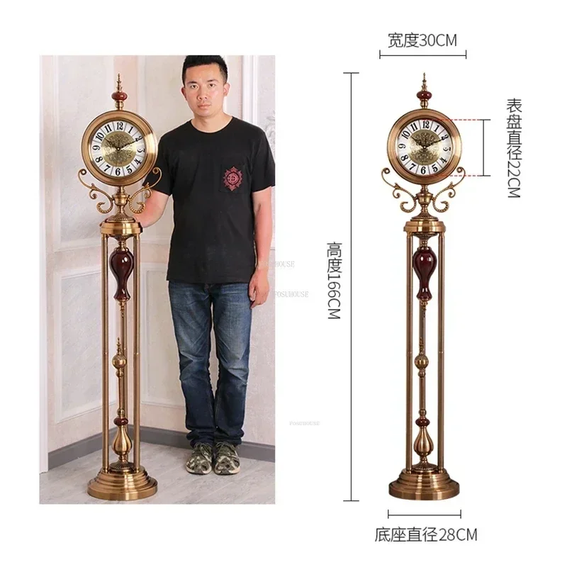 Modern Living Room Standing Clock Ornament Home Metal Floor Clocks European Villa Luxury Silent Movement Clock Watch Decoration