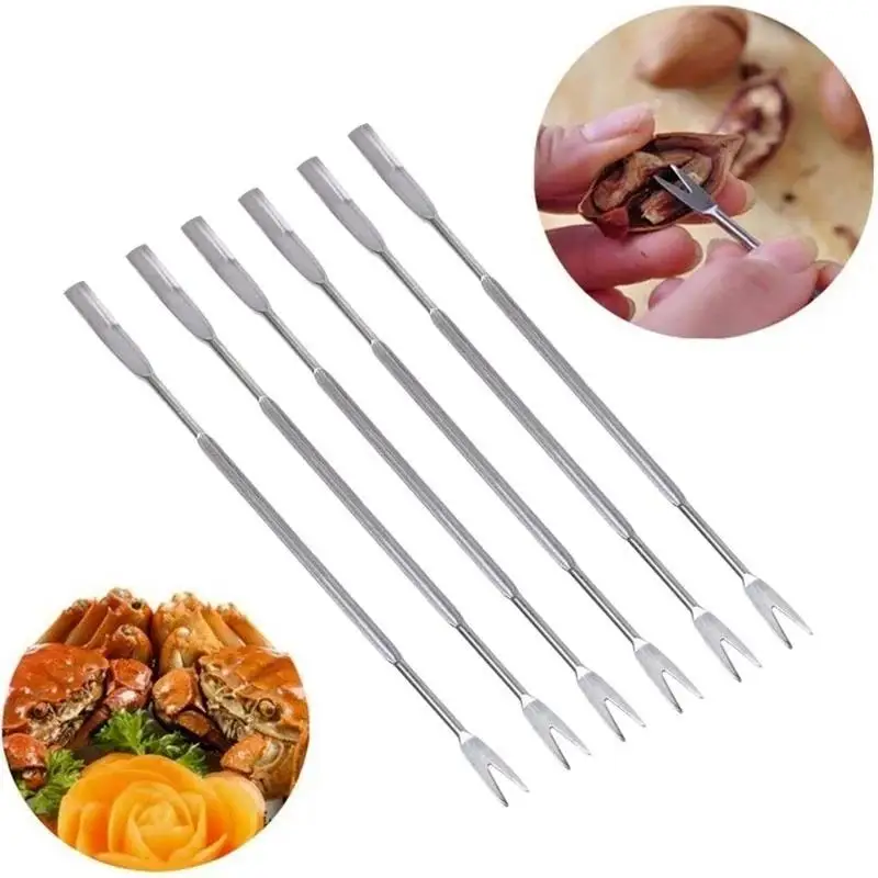 Portable Stainless Steel Food Forks Suitable Seafood Crab Lobster Fork High Quality Nutcracker Needle Household Kitchen Supplies