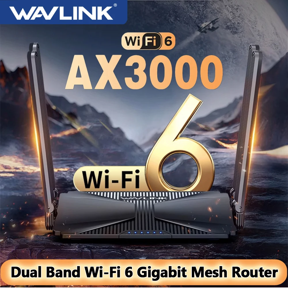 Wavlink-roteador Mesh de Banda Dupla Ax3000 Wifi Roteador sem Fio Gigabit 802.11ax para Jogos vr Suporte 160mhz e Iot