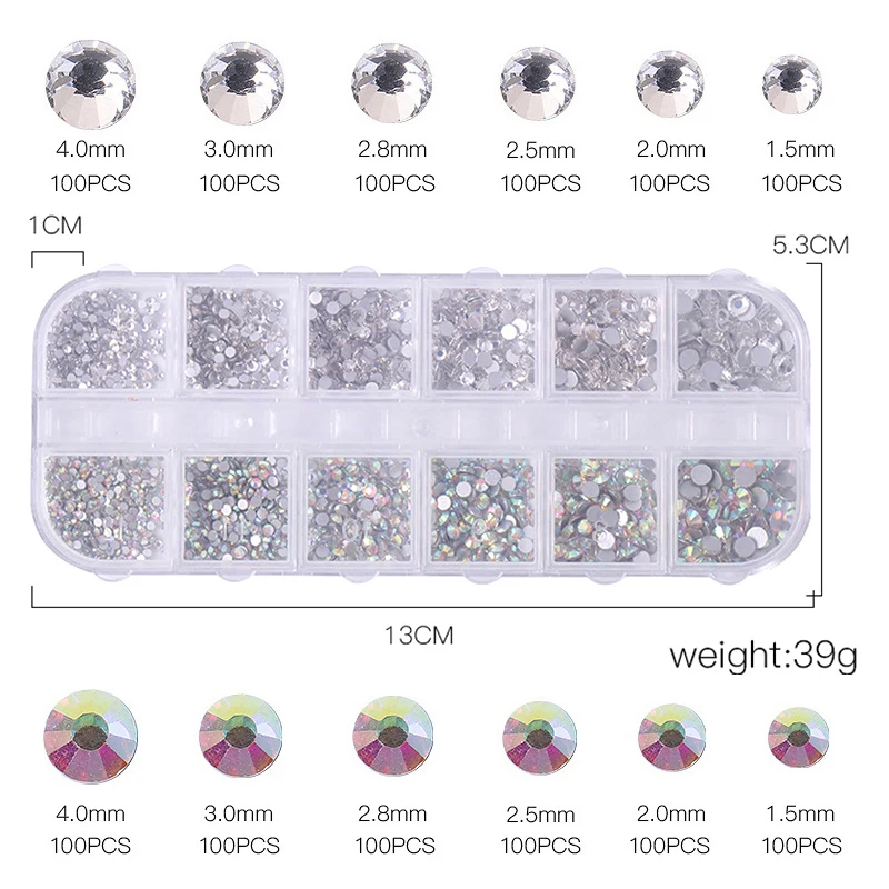 3Pcs/Set Nails Art Accesorios Multi-Size Rhinestones 3D Crystal DIY Decorations Glitter Crystal Rivet Gem 3D Nail Supplies 5
