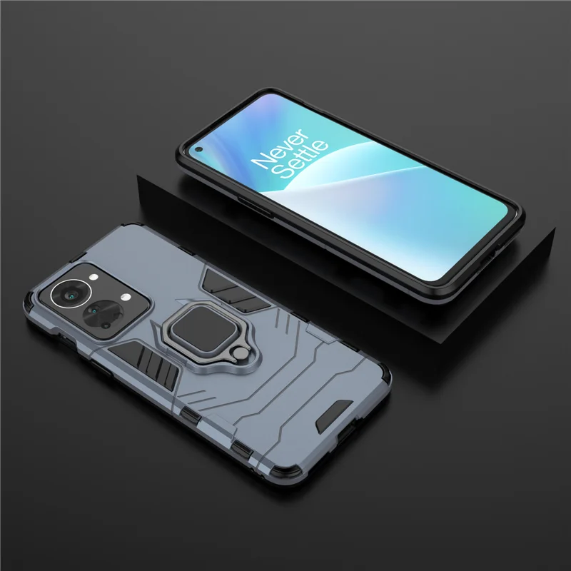 Für OnePlus Nord CE 2 2T N10 N20 N100 N200 Lite 5G Hybrid-PC + TPU-Rüstung Anti-Drop-Gehäuse Rotierender Ring-Ständer-Halter-Abdeckung_voghion.com