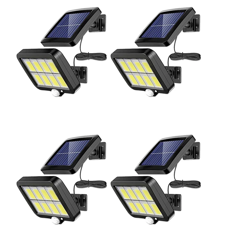 

4Pc 2000 Lumen 160 Leds Solar Wall Lights IP65 Waterproof Wired Motion Sensor Security Flood Light 360 Degree Adjustable Promoti