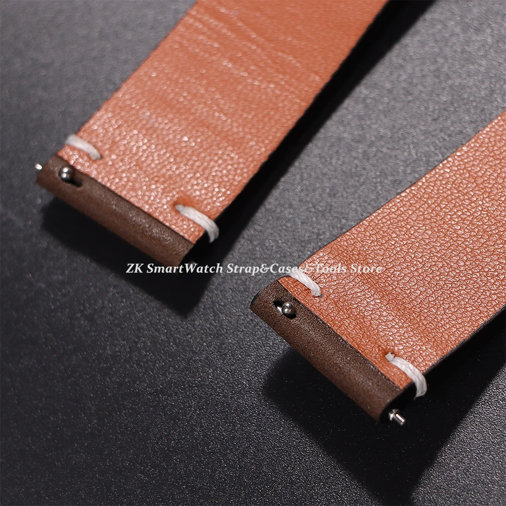 Elegant Calfskin Leather Watchband with Quick Release Stitching - Genuine Leather Strap Accessory