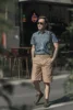 NON STOCK Summer Chambray Short Sleeve Shirt Light Blue Men's Casual Work Shirt 6