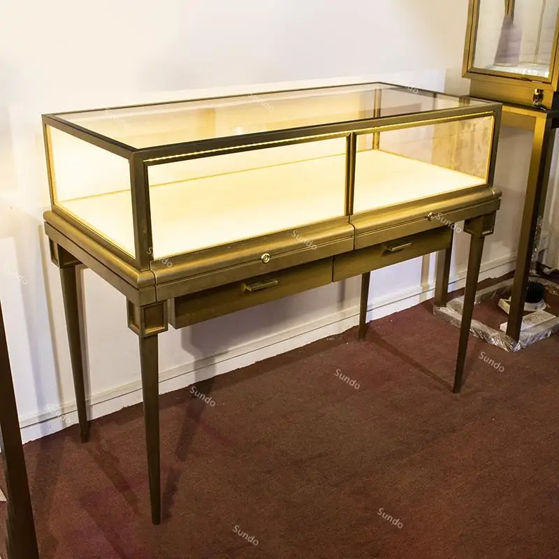 SUNDO High End Mirror Jewelry Showcase High Quality Glass Jewelry Watch Display Showcase Cabinet Custom