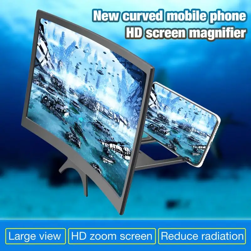 

Mobile Phone 14 Inch 3D Screen Amplifier Curved Screen Magnifier Curved Enlarged Smartphone Movie Amplifying Projector Stand B