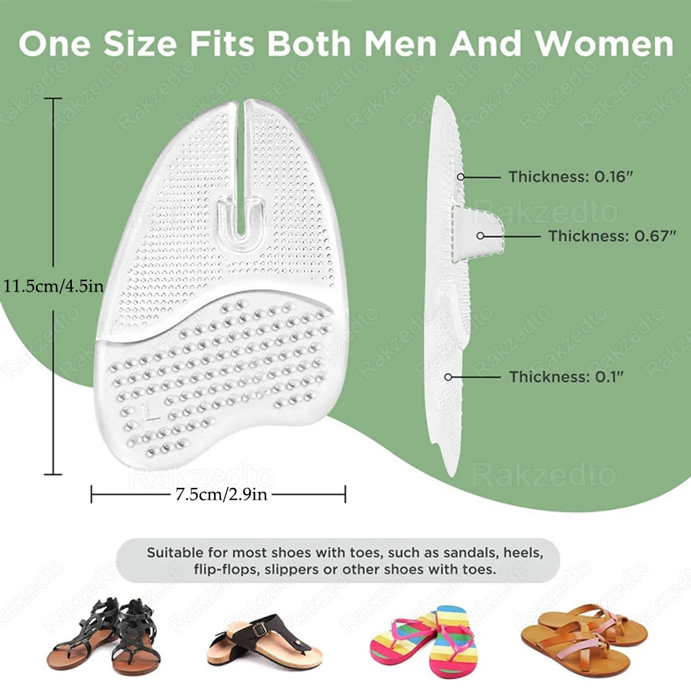 2쌍 실리콘 발바닥 패드, 슬리퍼용 미끄럼 방지 중족골 패드, 남녀 공용 쪼리 샌들 앞꿈치 삽입 패드