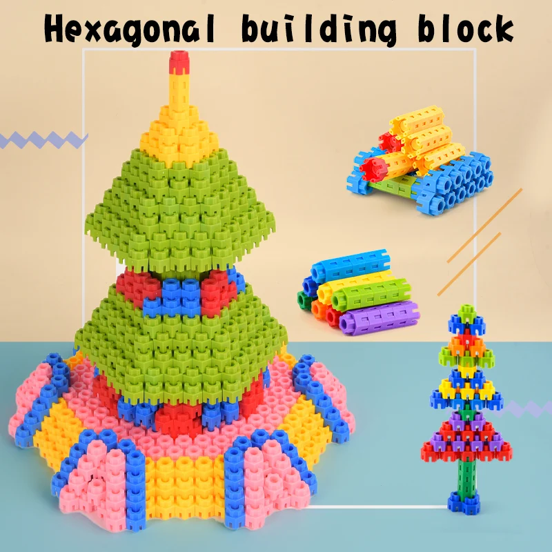Children's Large Particle Building Block Toys Puzzle Boys And Girls Baby Assembly And Splicing Diy Hexagonal Building Blocks