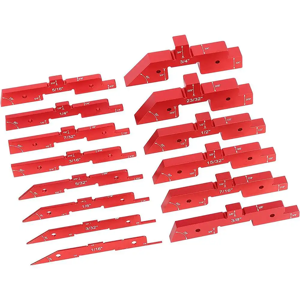 

14pcs Adjustable Height Block Set with Saw Measuring Pad Aluminum Alloy Woodworking Blocks for Precision Measurements Cutting