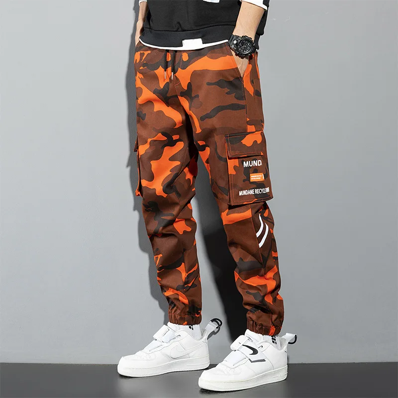 

Spring Autumn Men's Cargo Pants Streetwear Plus Size Camouflage Crop Pants Outdoor Fashion Casual Loose Fit Sweatpants