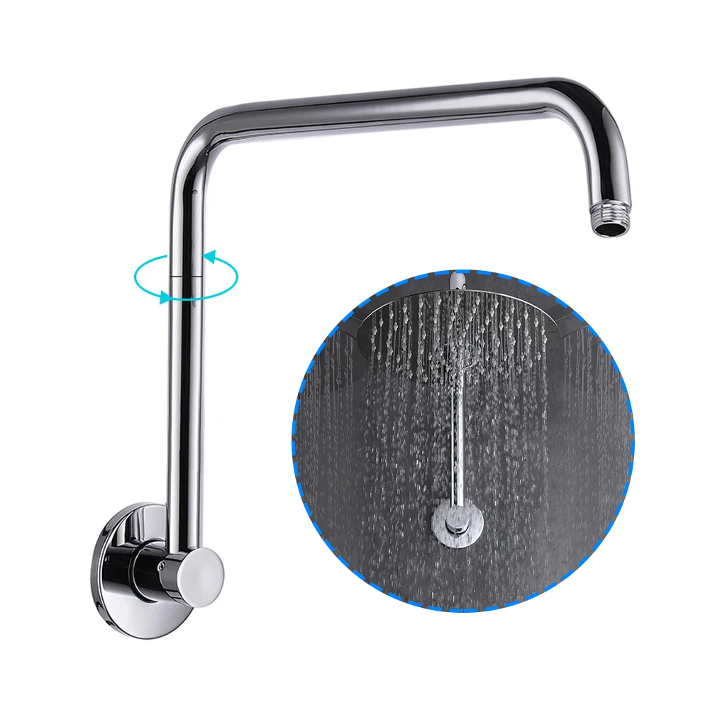 

Adjustable Easy Install Durable Stable S Shape Wall Mounted With Flange 360 Degree Rotation Shower Extension Arm Accessories