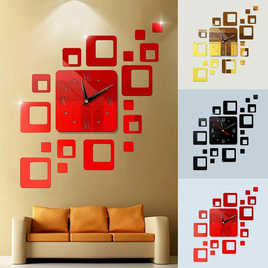 3D Wall Clock Mirror Wall Stickers Creative DIY Wall Clocks Removable Art Decal Sticker Home Decor Living Room Quartz Needle
